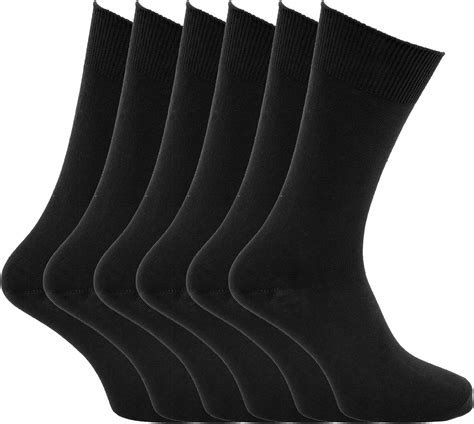 Mens Plain 100 Cotton Socks Pack Of 6 Us Shoe 6 5 11 5 Black