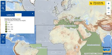 map   week catches  fishing zone european marine observation
