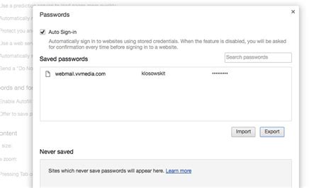chrome   option  export passwords heres   enable