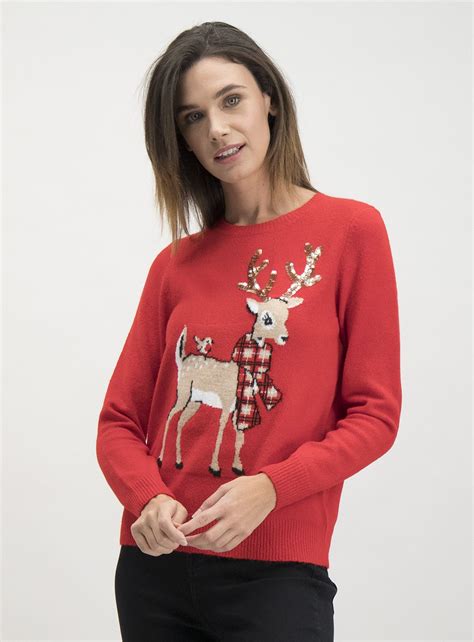 christmas red reindeer sequin jumper size  models fashion christmas jumpers
