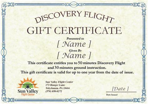 discovery flight gift certificate sun valley flight center