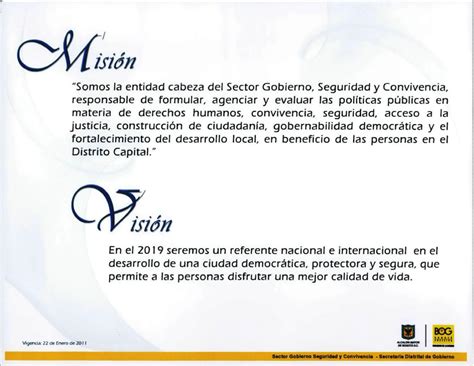 mision  vision  secretaria distrital de gobierno issuu