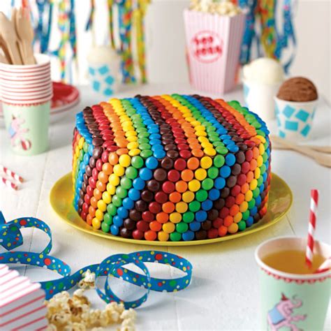 Rainbow Teacake With Vanilla Frosting And Mandms Recipe Myfoodbook