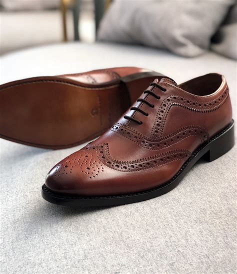 pelle santino goodyear welted full brogue oxfords cognac