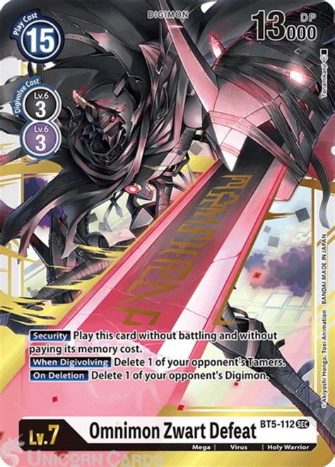 bt  omnimon zwart defeat secret rare mint digimon card unicorn cards yugioh pokemon
