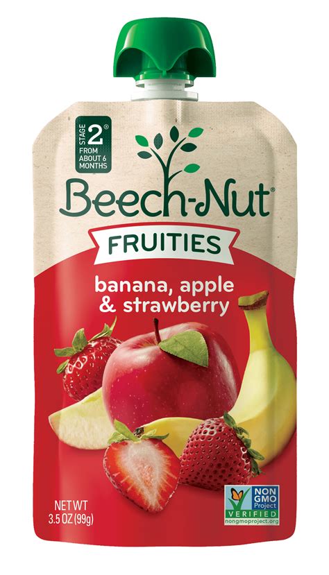 pouches beech nut fruities    baby food pouch stage  banana apple strawberry