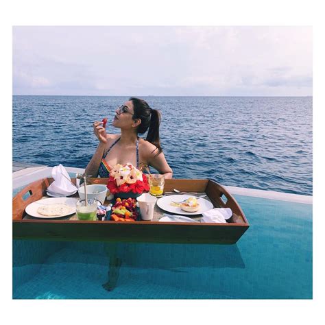 newlywed kajal aggarwal relishes her meal in a pool