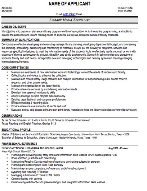 librarian resume sample  resume template professional librarian