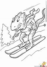 Coloring Snow Dinosaur Pages Ski Dinosaurs sketch template