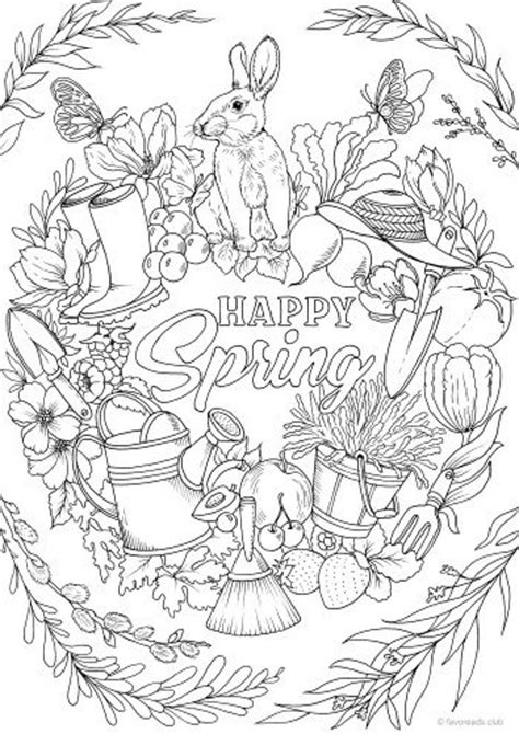 spring flowers printable adult coloring page  favoreads coloring