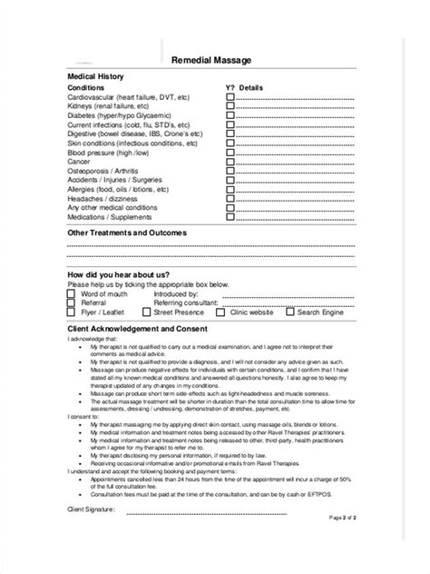 free 14 massage consent forms pdf