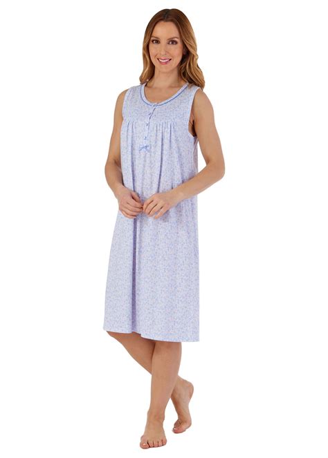 ladies slenderella 100 cotton sleeveless floral nightdress nightie uk
