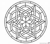 Celtic Coloring Pages Glass Stained Round Knot Printable Panel Adults Kids sketch template