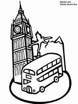 Coloring England Pages London Bus Tower Ben Big Clock Landmarks Kids Double Decker Print Grade Famous Collection Around Colouring Cliparts sketch template