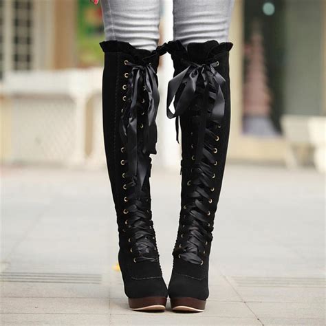 lady fashion lace up bow boots on storenvy