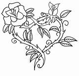 Coloring Roses Hearts Thorn Sharp Pages Color sketch template