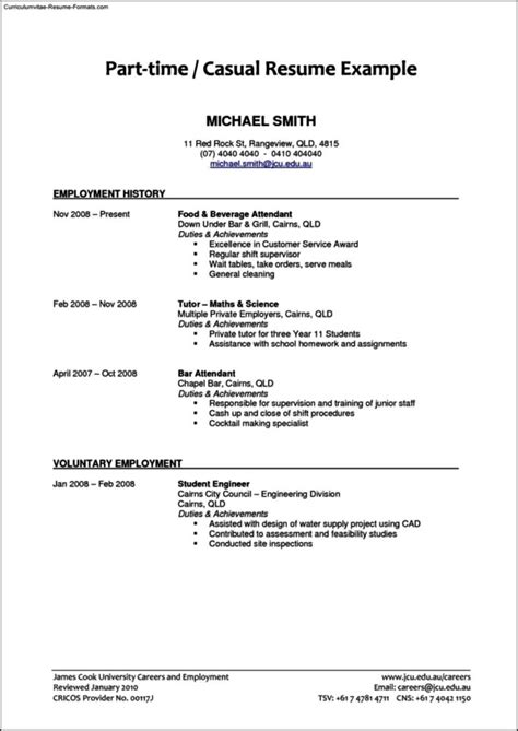 part time job resume template  samples examples format resume