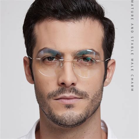 [get 31 ] rimless glasses for round face men