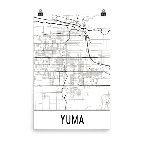 yuma az street map poster wall print  modern map art