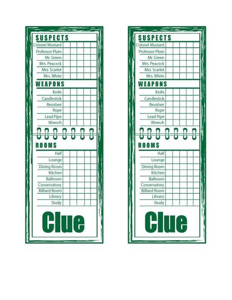 clue sheets  rukia clue games clue board game printable board