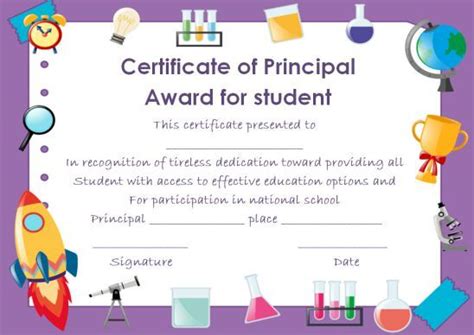 certificate  principal award  student certificate templates