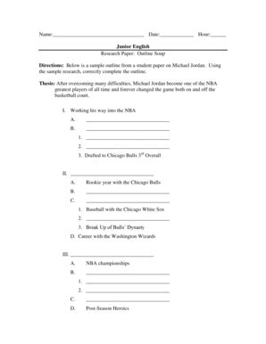 sample research paper outline forms  templates fillable