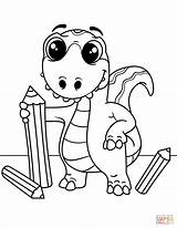 Dinosaur Coloring Pages Baby Cute Pencils Printable Dinosaurs Kids Drawing Supercoloring Book Categories Animals Books Triceratops sketch template