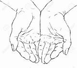 Hands Cupped Drawing Hand Praying Illustration Open Clip Stock Drawings Reaching Vector Sketch Draw Woman Sketches Clipart Coloring Main Outline sketch template
