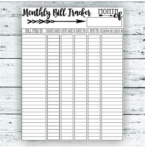 monthly bill tracker printable room surfcom