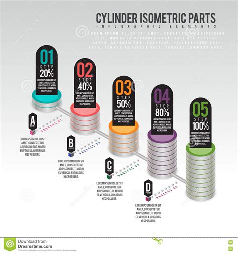 cylinder parts infographic stock vector illustration  isometrical