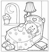 Coloring Pages Night Sleep Teddy Sleepover Bear Time Pajama Party Goodnight Tight Color Bed Starry Printable Holidays Drawing Good Sleeping sketch template