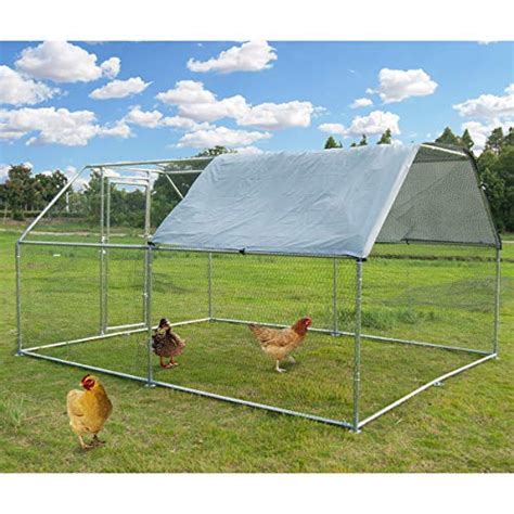 large metal chicken coop walk  poultry cage hen run house rabbits habitat cage flat roofed