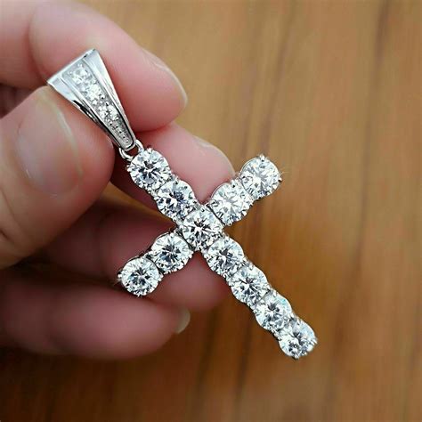 ct diamond cross pendant necklace  womens  white gold finish genuine diamond