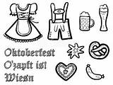 Oktoberfest Ausmalbild Schwarz Ausmalbilder Wiesn Dirndl Symbole Handgezeichnete Trachtenmode Weiße Ausmalbildertv Weihnachtsmann sketch template
