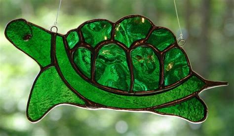 stained glass turtle  theglassmenagerie  etsy stained glass
