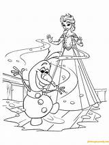 Elsa Olaf Pages Coloring Color Print sketch template