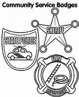 Service Badge Coloring Community Police sketch template