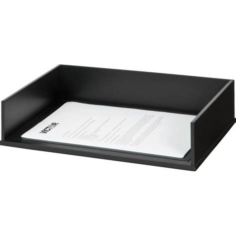 vct victor   midnight black stacking letter tray desktop