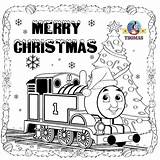 Coloring Thomas Christmas Pages Train Merry Printable Kids Print Santa Friends Trains Sheets Color Online Hat Snow Tank Engine Drawing sketch template