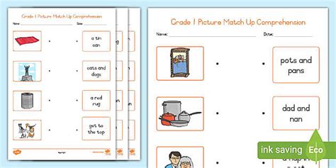picture matching comprehension grade  activity pack
