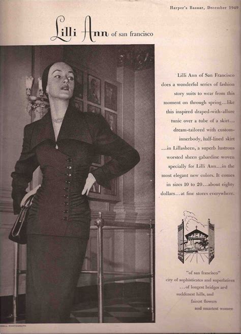 40s Vintage Lilli Ann Fashion Advertisement 1949 Fashion Lillies