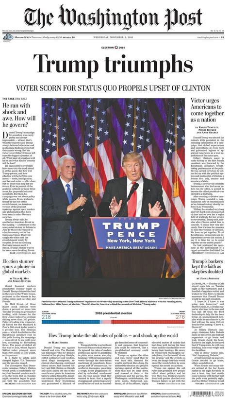 election result  newspaper frontpages   world react  donald trumps victory