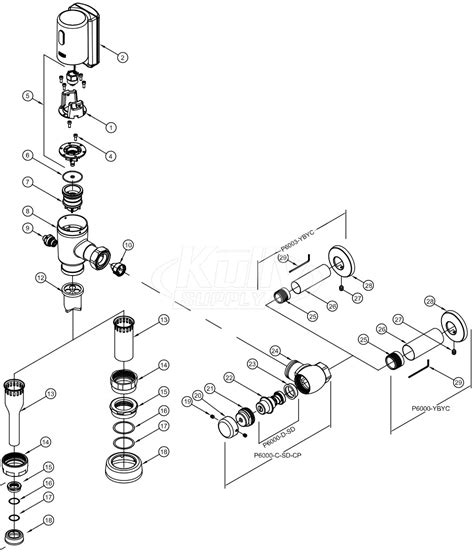 zurn ztr  connected series flush valve parts breakdown