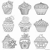 Cupcakes Adult Coloring Pages Printable Original Color Nine Assorted Cakes Cake Background Book Satisfy Together Family Cup Zentangle Colouring Visit sketch template