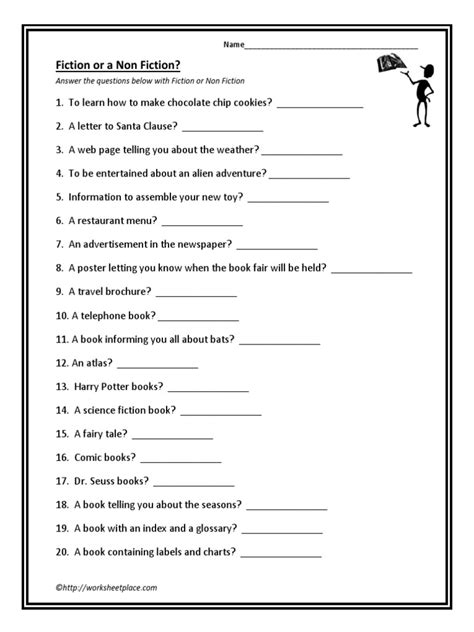 fiction  nonfiction worksheet  fiction books