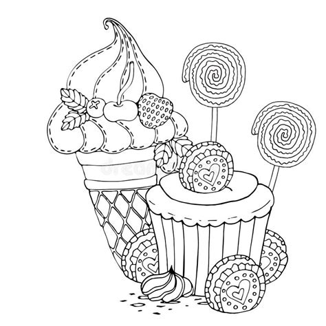 coloring page  cake ice cream cupcake candy   dessert