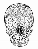 Coloring Pages Skull Printable Adult Sugar Line Color Drawings Sheets Book Colouring Mandala sketch template