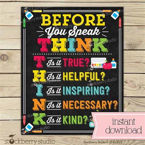 Before You Speak Think Sign Classroom Rules Instant