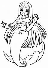 Coloring Pages Mermaid Anime Blue Library Clipart Melody Coco sketch template