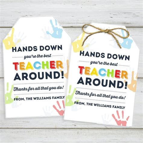 hands  youre   teacher gift tag teacher etsy